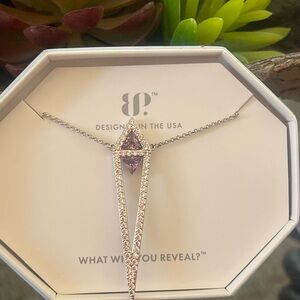 Bomb Party Dagger Necklace - “She's Got Edge”RBP6781 - Rhodolite CZ On Rhodium🩷